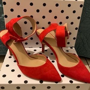 ZARA BASIC RED ANKLE STRAP HEELS